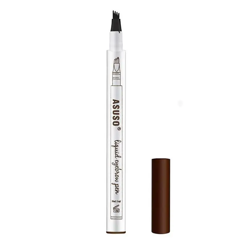 dark brown Карандаш для бровей с четырьмя вилками, водостойкая ручка для татуажа бровей - Цвет: dark brown