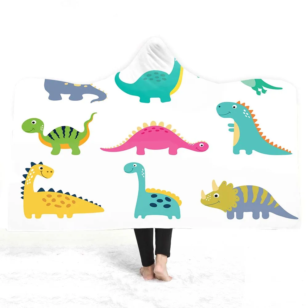3D печать милые картонные животные стиль с капюшоном одеяло Тигр Лев динозавр Жираф Шерпа флис носимых пледы толстый плед - Цвет: Абрикосовый