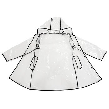 

New FASHION WOMEN'S TRANSPARENT EVA RAINCOAT OUTDOOR TRAVEL WATERPROOF RAIN COAT black 100cm