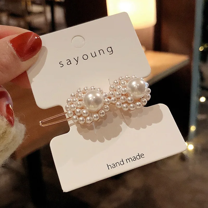 Big pearl Винтажные жемчужные бусины цветок заколка для волос корейская мода ручной работы аксессуары для волос для женщин Девушка Геометрическая бабочка ювелирные изделия - Цвет: Big pearl