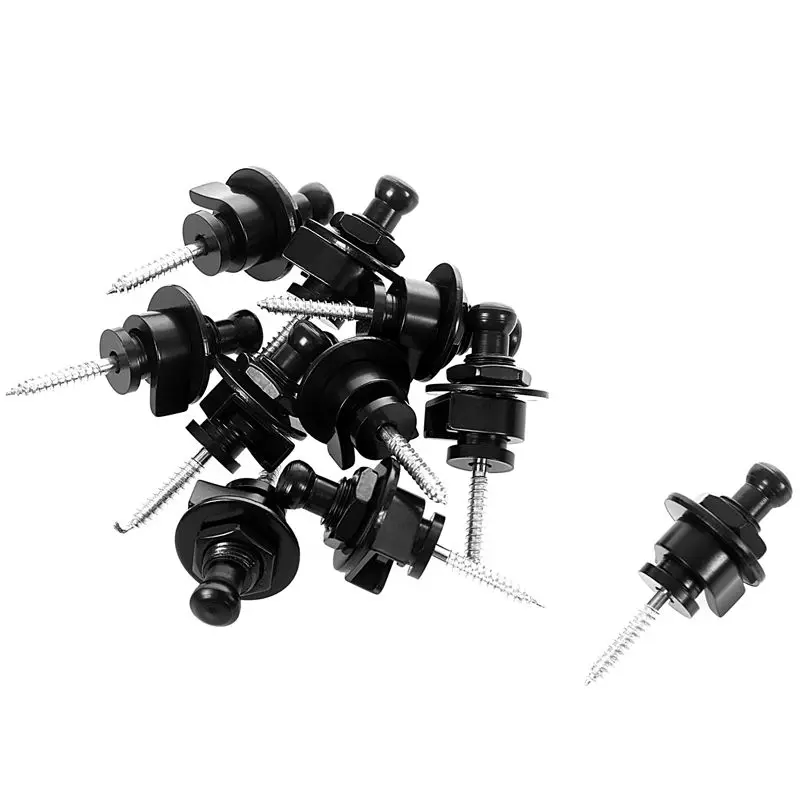 10x круглая головка гитарный Бас ремень замки Schaller-style Straplocks, черный