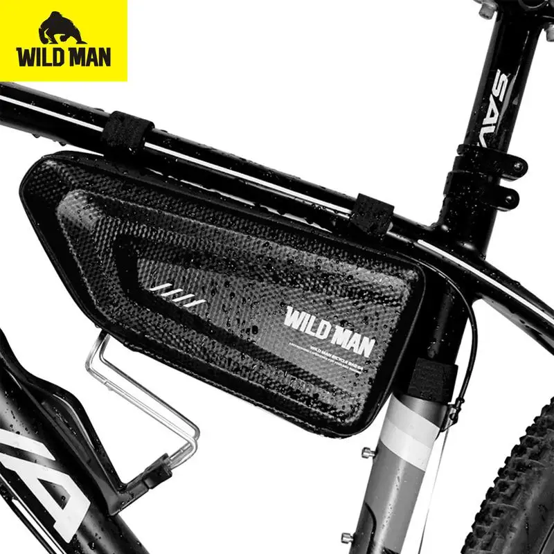 

WILD MAN Mountain Bike Bag Rainproof Road Bicycle Frame Bag Cycling Accessories Hard Shell Tools Storage Panniers Capacity 1.5L