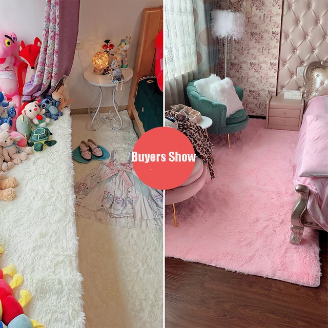 Pink Carpet For Girls Shaggy Children's Floor Soft Mat Living Room Decoration Teen Doormat Nordic Red Fluffy Large Size Rugs 5