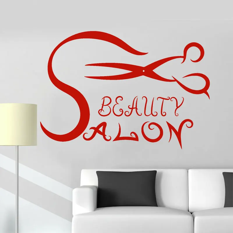 

Beauty Salon Hair Scissors Hairdresser Wall Sticker Vinyl Interior Decor Removable Window Decals Transfer Film Wallpaper 4103