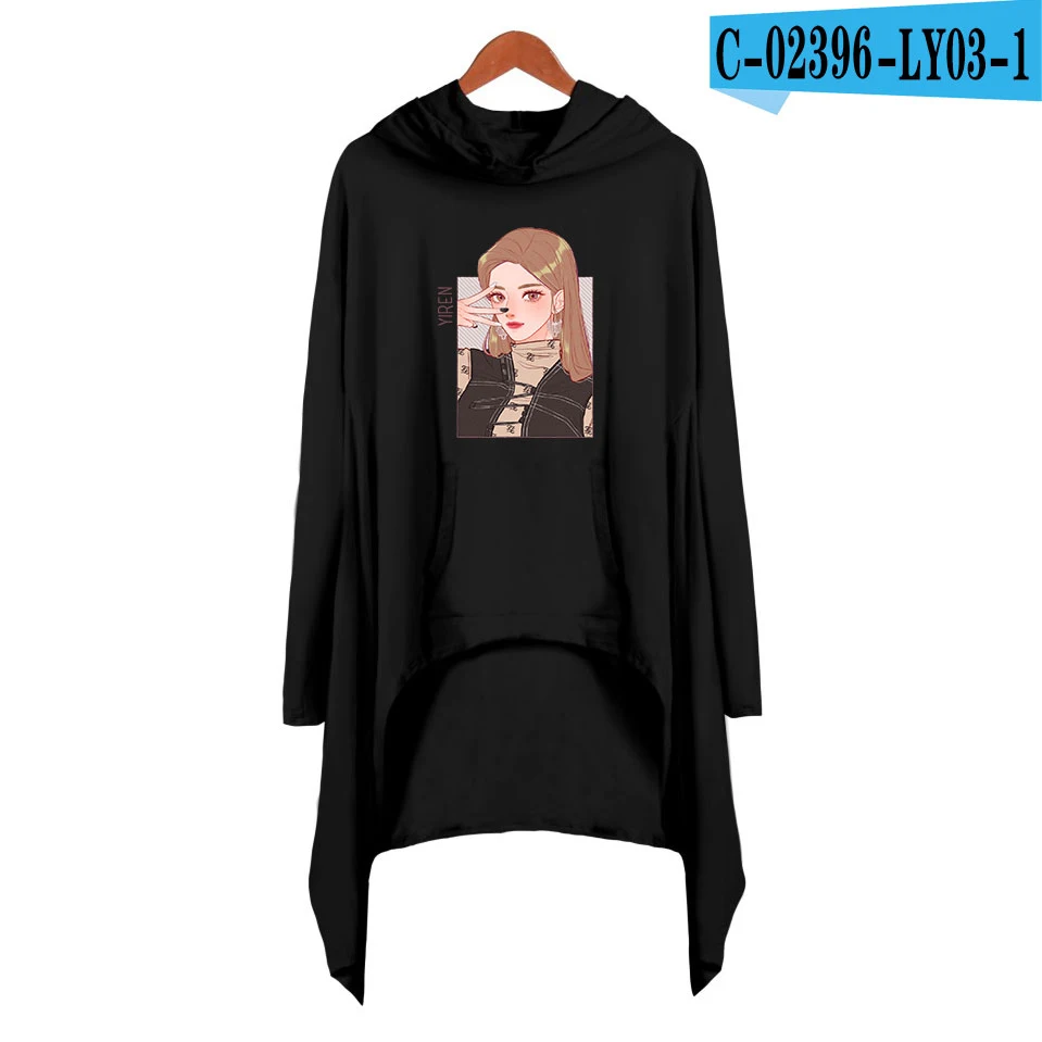 Everglow Kpop напечатаны Harajuku толстовки платье Новое крутое весеннее женское длинное платье с капюшоном Новое печатное Harajuku модное платье - Цвет: LY03