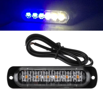 

Blue+White 12-24V Volt LED Car Motorcycle Safety Warning Flash Strobe Light Lamp