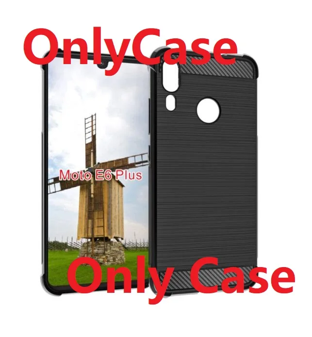 Only Cases Для Motorola Moto E6 Plus чехол+ закаленное стекло из углеродного волокна Мягкий ТПУ гелевый силиконовый защитный чехол для телефона - Цвет: Only Cases