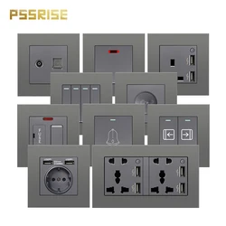 PSSRISE A08 Series EU /UK/FR/UN  Wall Switch Socket High Power Socket With USB PC Panel For Lamp TV Water Heater Air Conditioner