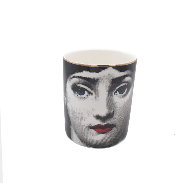 without cover a Menschliches Gesicht schmuck dekorative glas Diy Handgemachte Kerzen halter Glas Retro Lina Gesicht Lagerung Bin Keramik Caft Ma - Цвет: without cover a