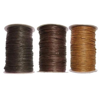 

3 Rolls of 80 Meters Multicolored Waxed Thread Cotton Cord String Stitching for Leather 1.5 mm Diameter