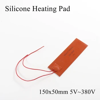 

150x50mm 5V 12V 24V 36V 48V 110V 220V 380V Silicone Heating Pad Rubber Heat Mat Heated Bed Plate Flexible Waterproof 3D Printer