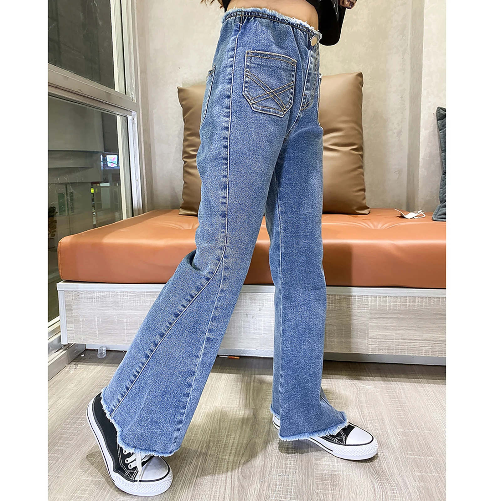 Kids Girls Fashion Denim Long Pants 