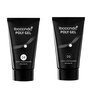 

2Pcs Ibcccndc 30ML Poly Gel Long-Lasting Finger Nail Crystal Jelly Camouflage UV Lamp Extension Gel UV&Led Lamp Acrylic 04 & 09