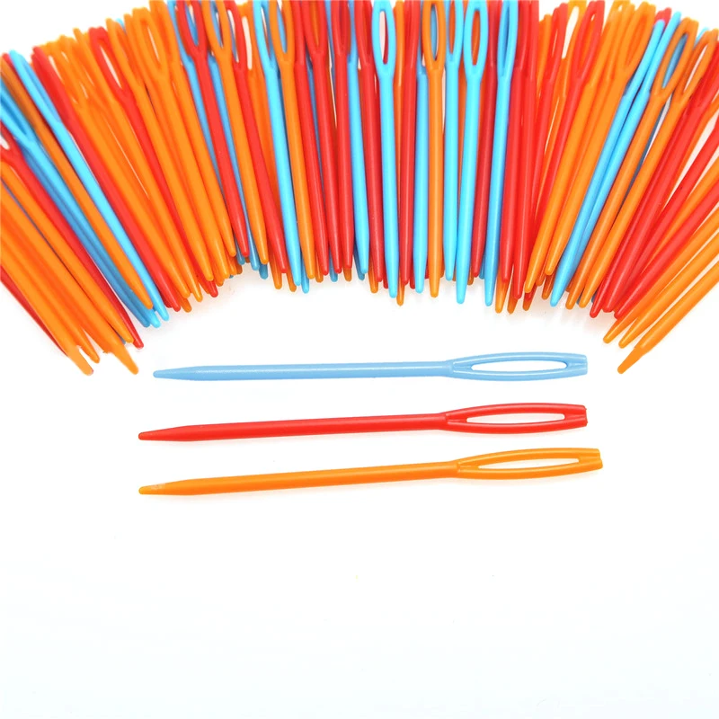 100 шт./компл. DIY Пластик иглы гобелен швейная шерстяной пряжи для детей инструмент для вязания крючком детские цветные Пластик иглы
