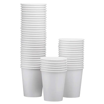 

100-Pack 8 Oz White Paper Disposable Cups - Hot/Cold Beverage Drinking Cup for Water, Juice, Coffee or Tea - Perfect for Water C