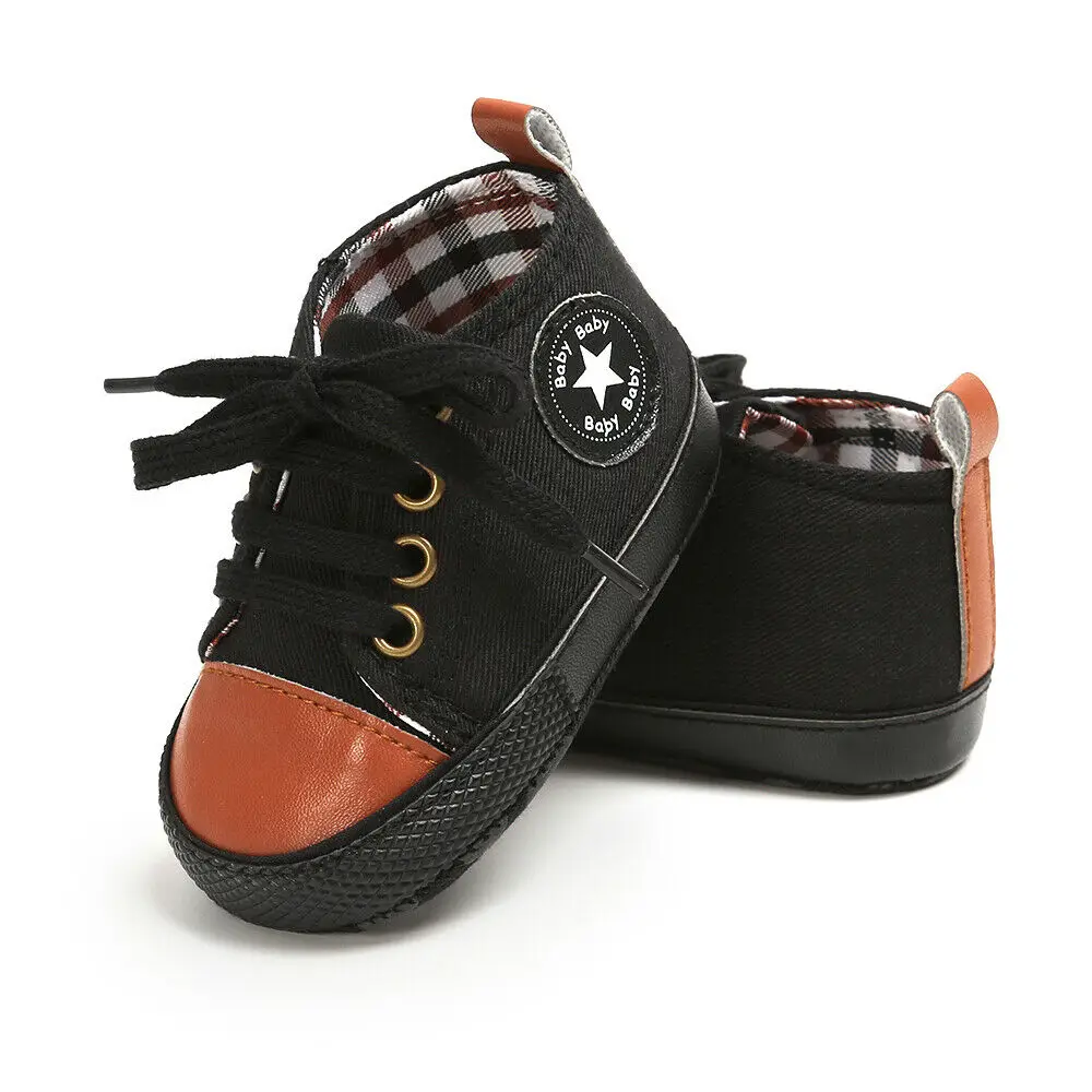 Pudcoco Toddler Infant Baby Boy All Seasons Canvas Anti Slip Newborn Baby Boy Casual Crib Shoes For Baby Boy 0-18Months