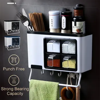

Wall Mounted Seasoning Storage Drawer Rack Kitchen Spices Food Container Cutlery Holder Storage Containers Organizer Case 10kg