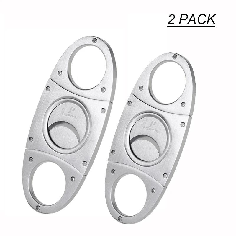 

2PCS PIPITA Cigars Cutter Stainless Steel Classic Metal Cigarette Cigar Guillotine Cigar Cutter Pocket Knife Gift Bag Scissors