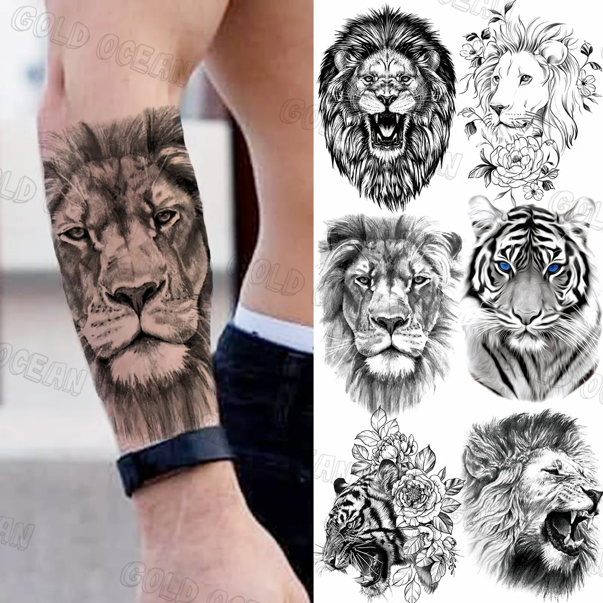 Lion Temporary Tattoo  Temporary Lion Tattoos  WannaBeInkcom