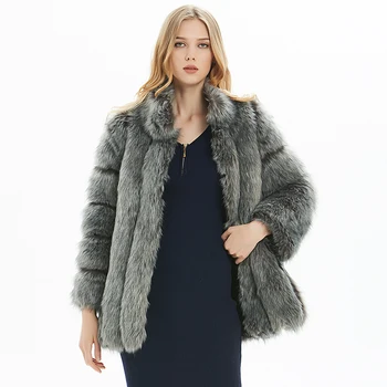 

WT-015 European and American New Fashion S-4XL Winter Clothing Plus Size High Imitation Fox Fur Coat Women Overcoat