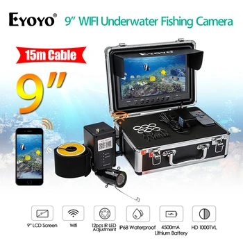 

Eyoyo 9" 15M1000tvl Underwater Fishing Video Camera Kit HD Wifi Wireless For IOS Android APP Video Record Support Taking Photo