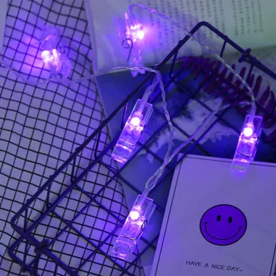 clip purple Год, 1 м, 3 м, светодиодный светильник, рождественские украшения, Navidad, веселое Рождественское украшение, новогодний декор, натальный Рождественский Декор - Цвет: clip purple
