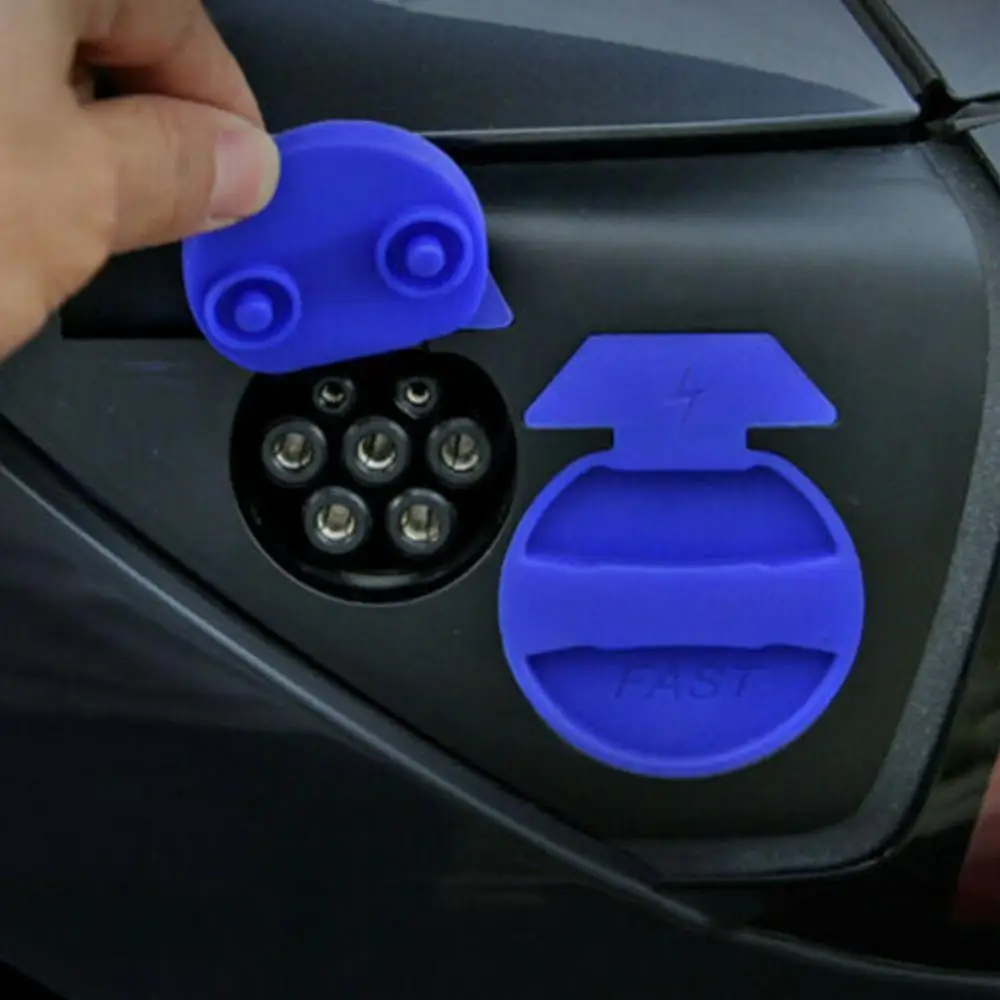 2PCS Blue/Black/White Car Charging Port Protective Cover Cap Waterproof Dustproof For Tesla Model 3- Protective Cover
