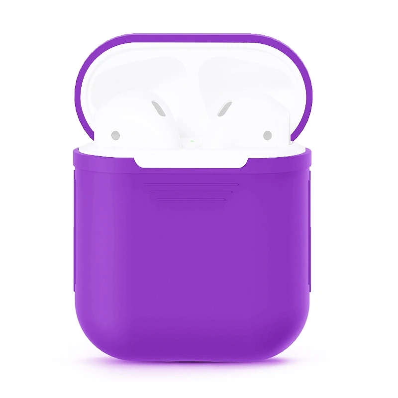 Мягкий силиконовый чехол, наушники для Apple Airpods, Bluetooth, беспроводные наушники, защитный чехол, коробка для Air Pods, вкладыши наушников, сумка - Цвет: Purple
