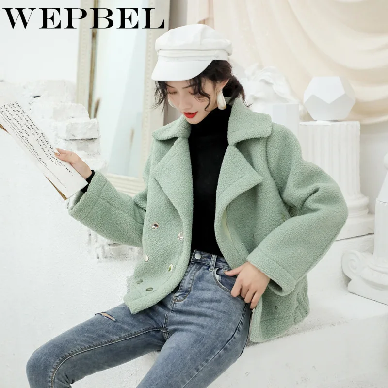 WEPBEL, Женское зимнее теплое пальто из искусственного меха, Женская Базовая куртка, парка, верхняя одежда, смешанное пальто