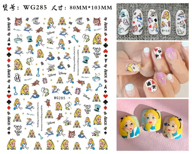WG266-296 Summer Princess Ultra-thin Adhesive Nail Stickers Children's Girls Christmas Gifts 2021 New 3D Fashion Manicure Decals WG 285