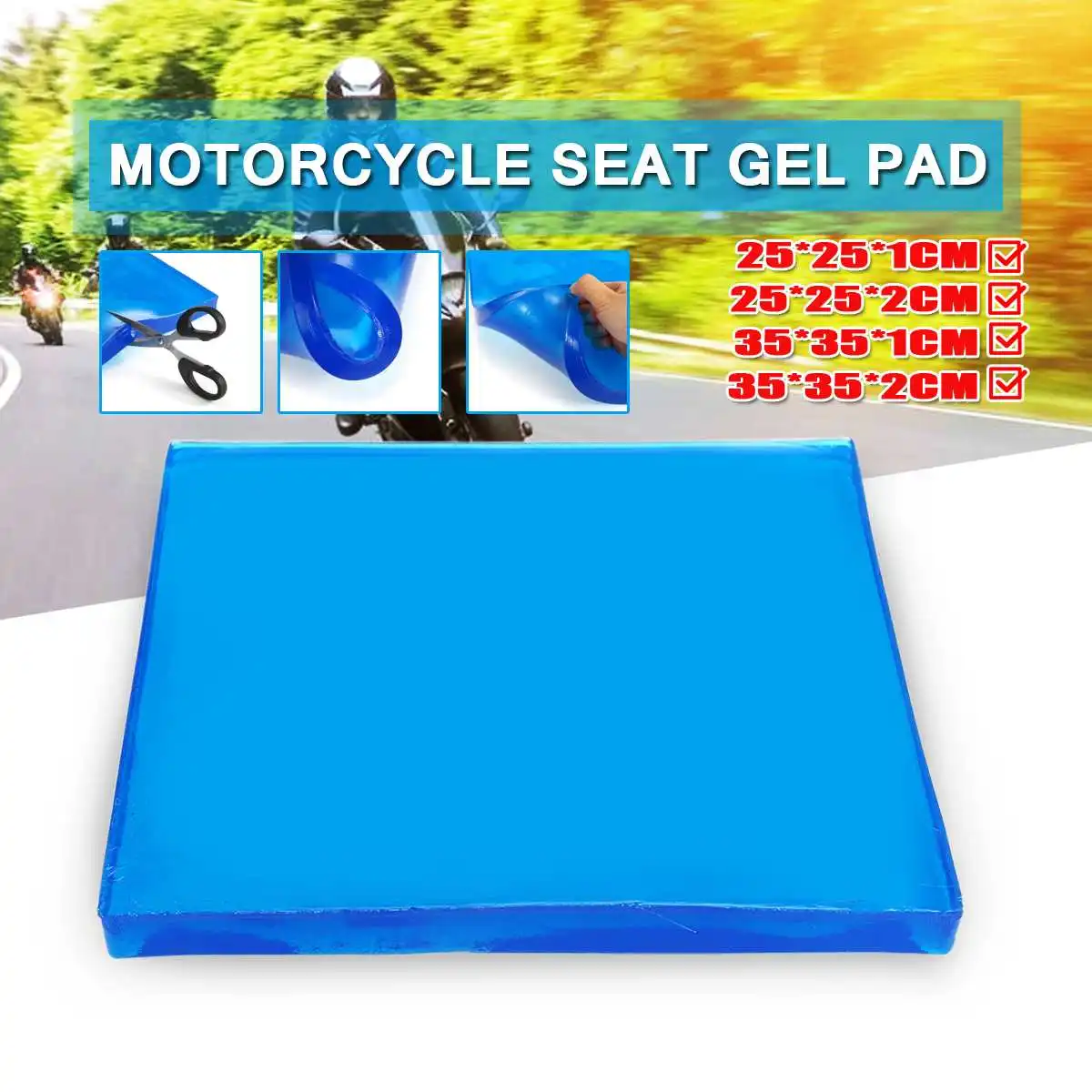 Blue Motorcycle Seat Gel Pad Comfortable Soft Cool Cushion Shock Absorption Mat Motorbike Scooter Chair Pads |