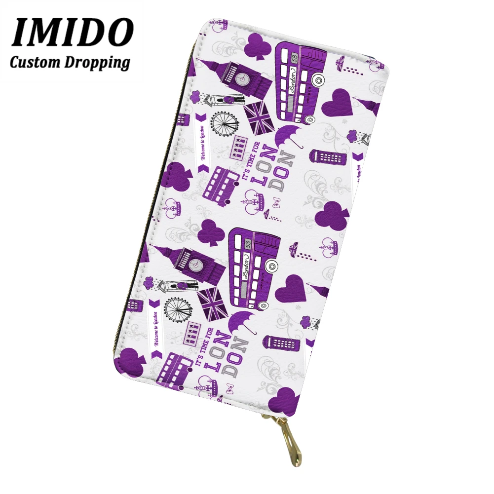 IMIDO, женские кошельки, британский стиль, Эйфелева башня, узор, многофункциональные кошельки на молнии, женский кошелек, сумка, кошелек для мобильного телефона, новинка - Цвет: WLL5236