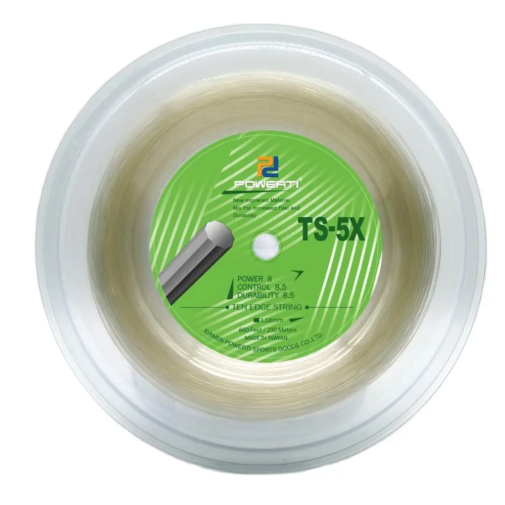 

1 Reel Powerti 1.18mm Thin Decagonal Polyester Tennis Racket String 200m Clear color Tennis String Cyclone TX-5