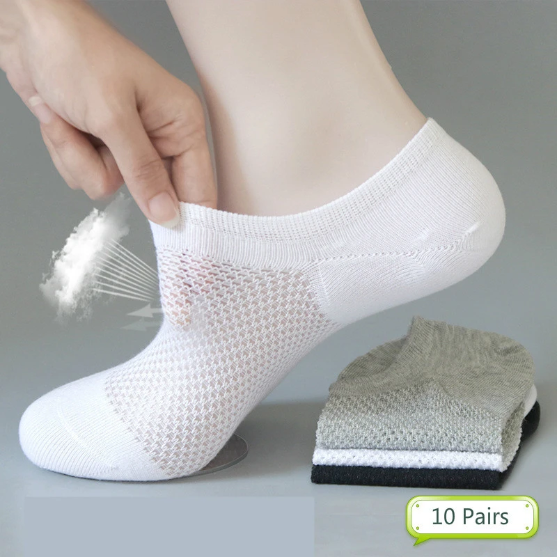 10-Pairs-Summer-Casual-Solid-Mesh-Men-Socks-Breathable-Thin-Male-Cool-Socks-No-Show-Ice