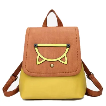 

New Backpack Simple Soft Sister Cartoon Image with Cover Bucket Bag