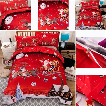 

Quilt Cover Bedding Set Pillowcase Soft Duvet Cover Santa Claus Christmas Decoration Sleeping Comfortable