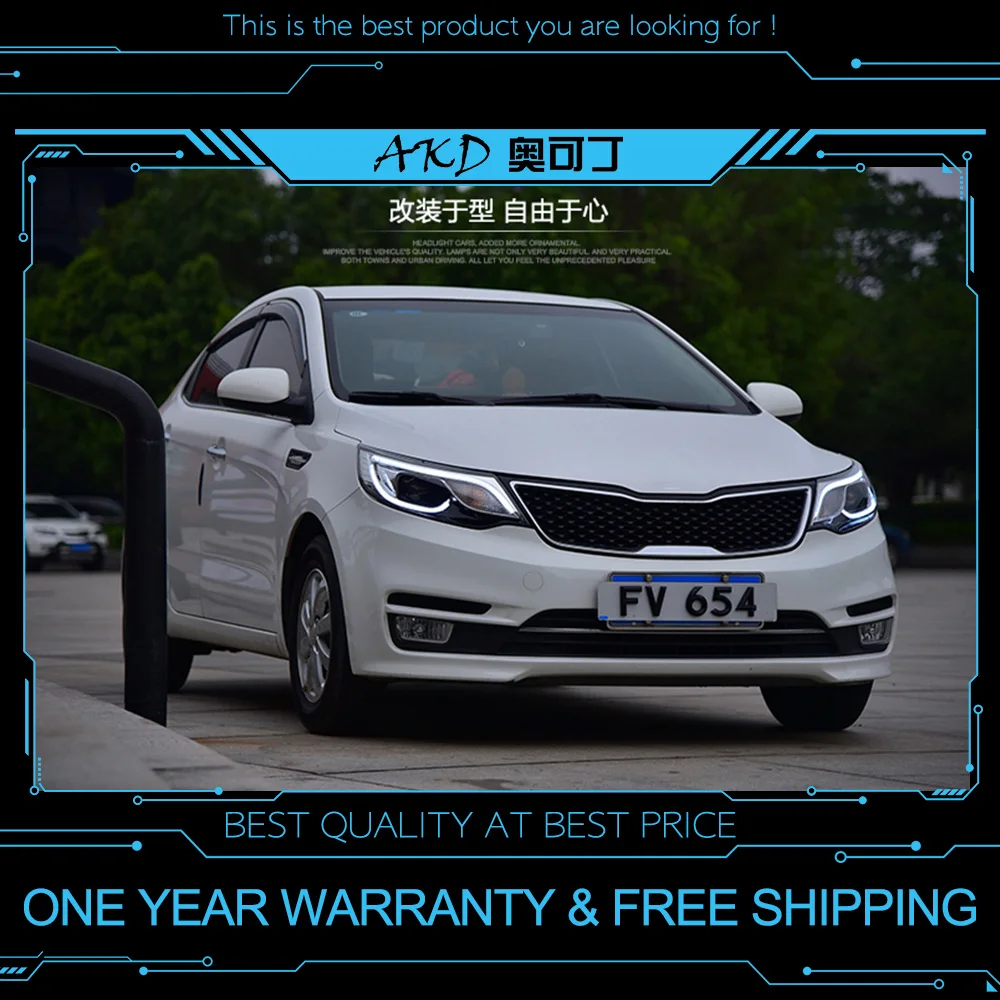 AKD тюнинг автомобильных фар для KIA K2 RIO 2011 2014 светодиодные фары DRL ходовые огни Bi Xenon