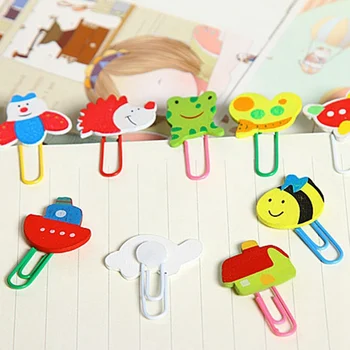 

12 PCS Student Cartoon Wooden Clips Painted Lovely Animal Paperclip Bookmarks Clips Learning Office Supplies a Set of 12 Colors
