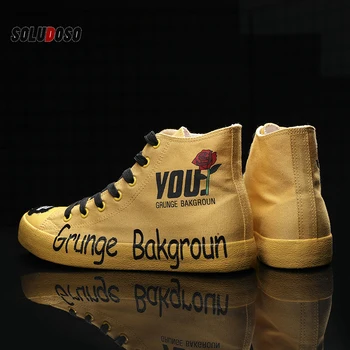 

Men's Shoes Summer High-top Canvas Shoes Air-permeable Student Platform Shoes Star with The Same Paragraph Grunge Bakgroun