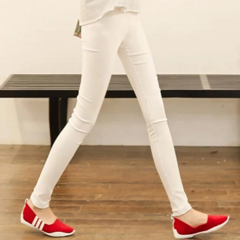 

Spring Autumn Women Pencil Pants Casual Elastic Waist Skinny Trousers Black White Ankle-Length Stretch Pants Fashion Plus Size