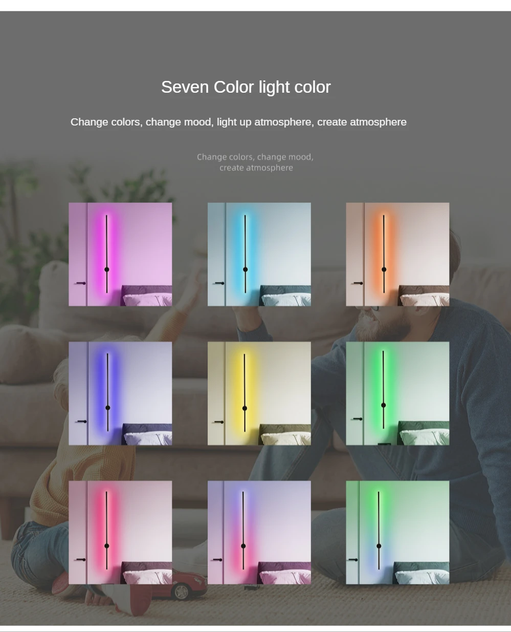 wall sconces for living room Led Wall Lamp Long RGB Wall Light Atmosphere Decor For Home Bedroom Living Room Bar Corridor Sofa Background Wall Linear Fixture led wall lamp