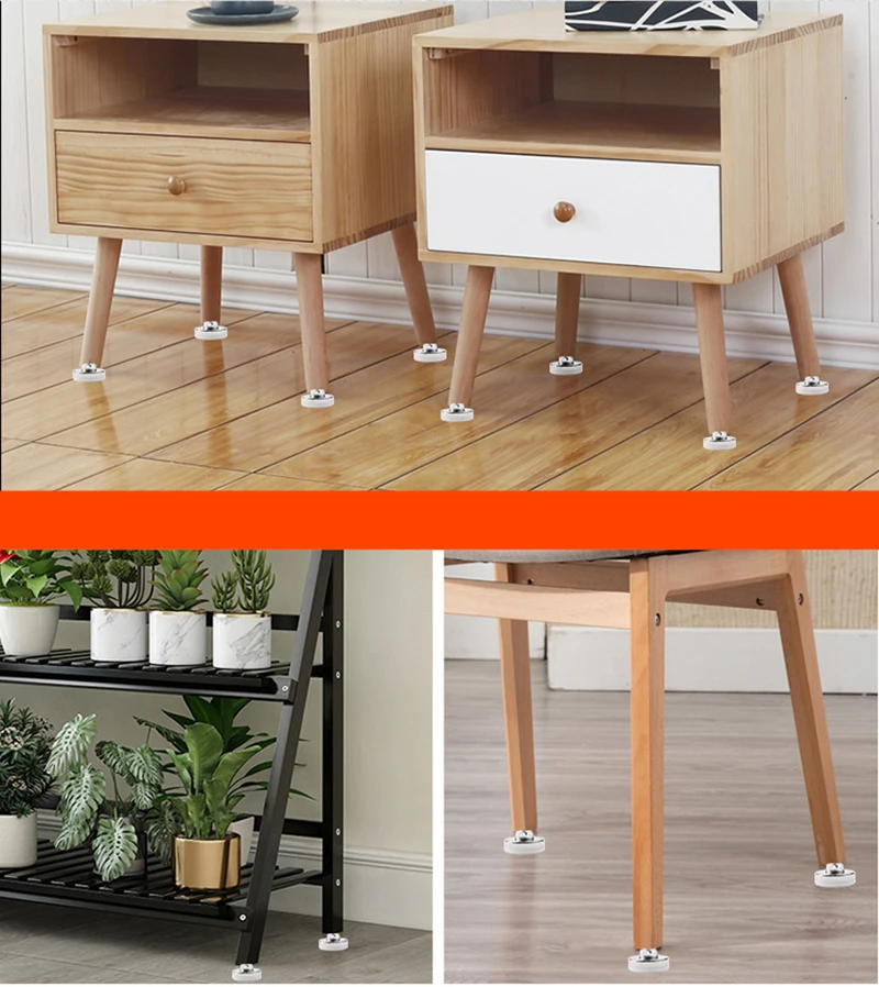 8Pcs Steel Adjustable Furniture Feet with Nylon Base Levelers for Sofa Table Chair Cabinet Workbench - Easy Leveling 6