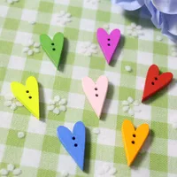 100pcs  15x25mm Wood Mixed Heart 2 Holes Buttons Embellishments For Cardmaking Scrapbooking DIY Crafts Sewing Accessories 2
