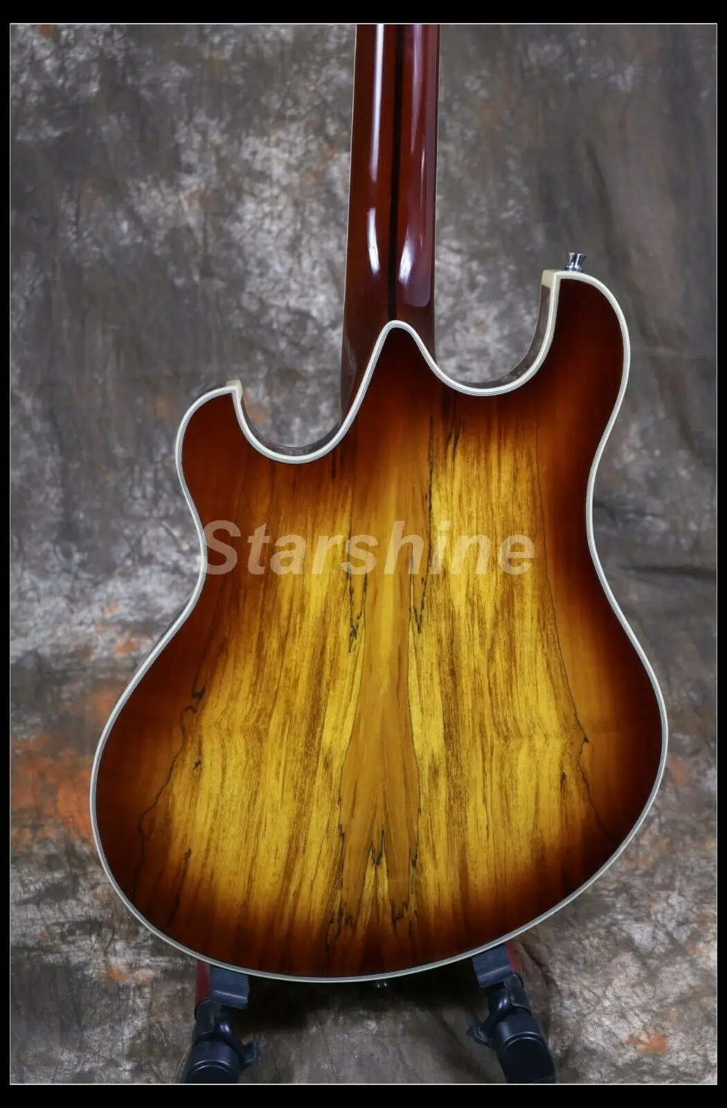 High Quality Electric Guitar Hollow Body Handmade Splited Maple Top Ebony Bridge