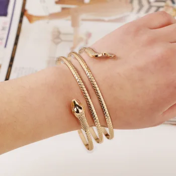 

Gothic Punk Snake Bracelet Bangles For Women Hyperbole Vintage Bangles Charm Ethnic Bracelets Femme Jewelry Hallyday Gift