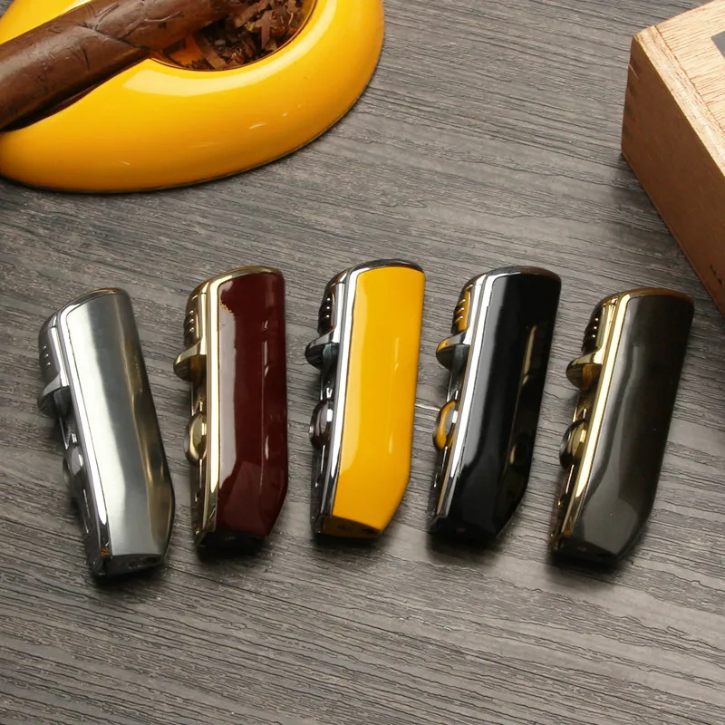 Металлическая ветрозащитная мини карманная зажигалка для сигар 3 струйный