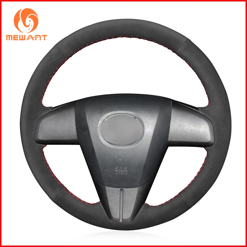 Mewant Black Suede Car Steering Wheel Cover For Mazda 3 Axela 20082013