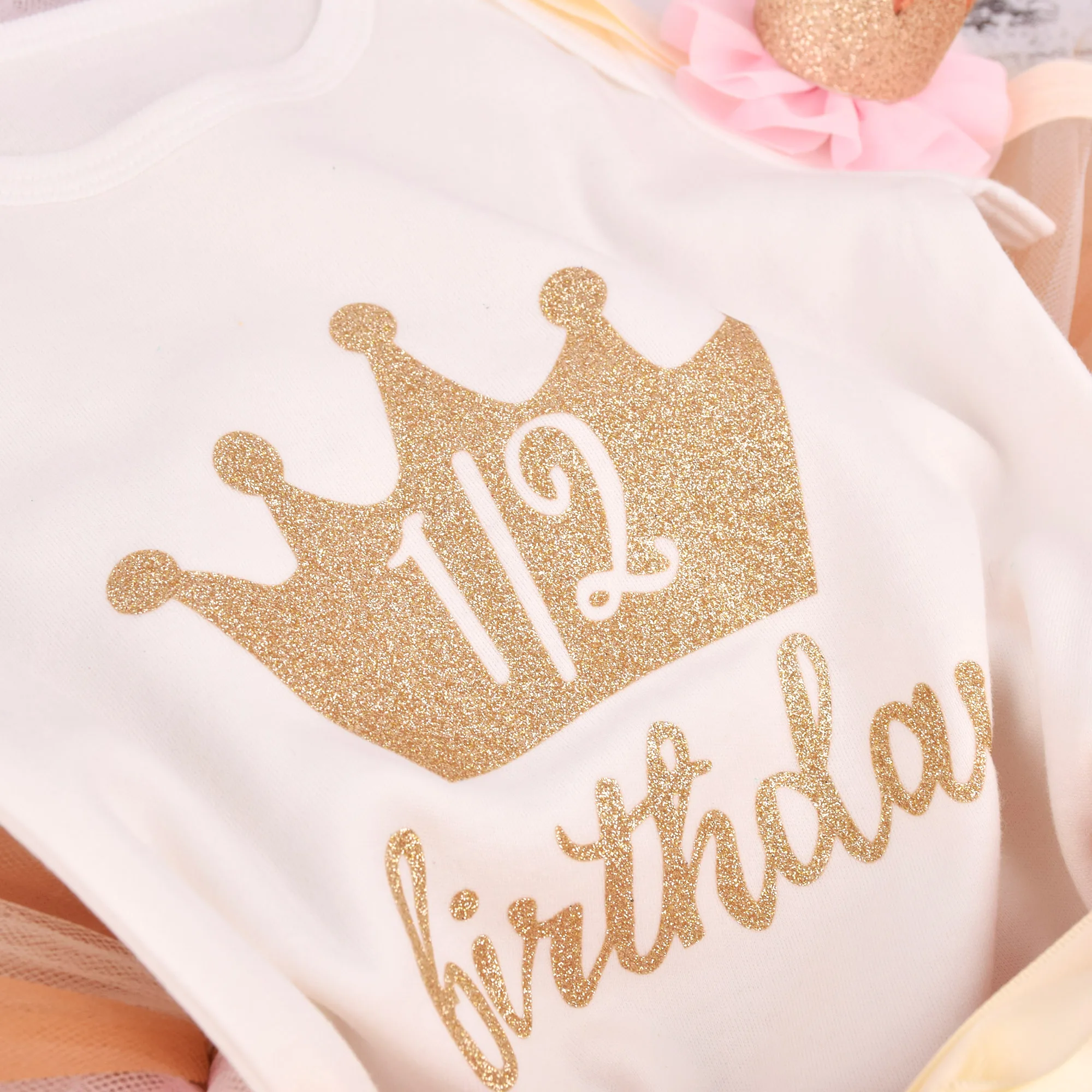 Baby Clothing Set Baby Girls 1/2 year Birthday Outfit Gold Crown Tutu outfits Infant Party Costume Baby Photo Props Clothes Set 4 colors option small baby clothing set	