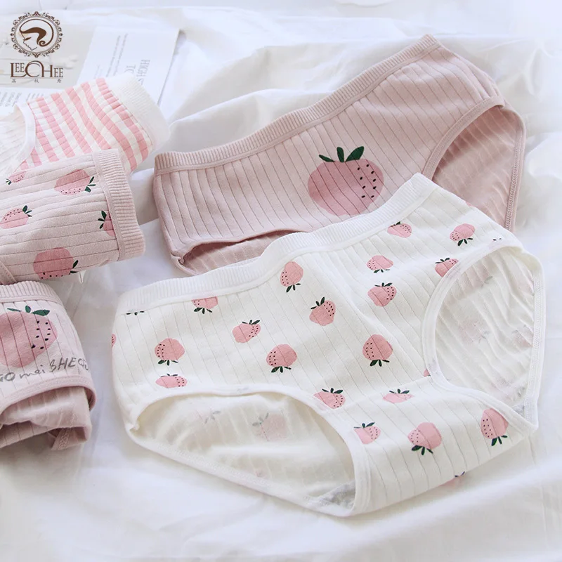 Culotte хлопковые трусики женские розовые Клубничные трусы сексуальное нижнее