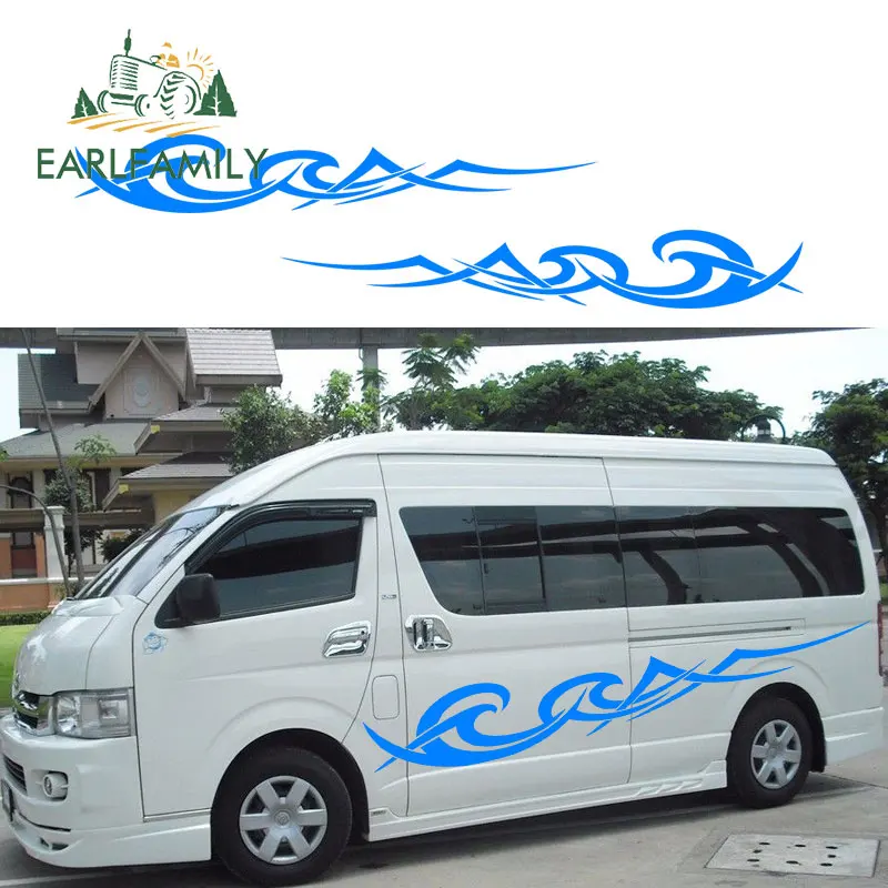 EARLFAMILY, 200 см x 30 см, 2x полоски, наклейки для автомобиля, караван, дом на колесах, кемпер, Ван, виниловые графические наклейки на колесах, автомобильная пленка